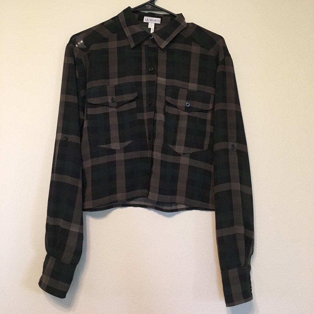 LA Hearts sheer cropped flannel 🌵